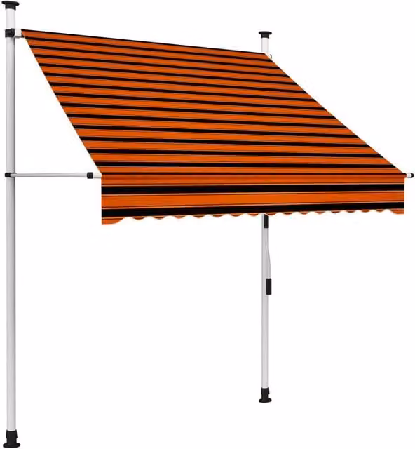 Berkfield Home Manual Retractable Folding Arm Awning in Orange and Brown, Width: 150 cm – 1