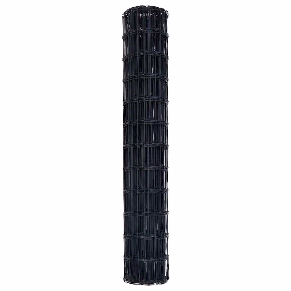 Berkfield Home Euro Fence Grey PVC-Coated Steel Rectangular Fencing, W: 10 m, H: 1 m – 4