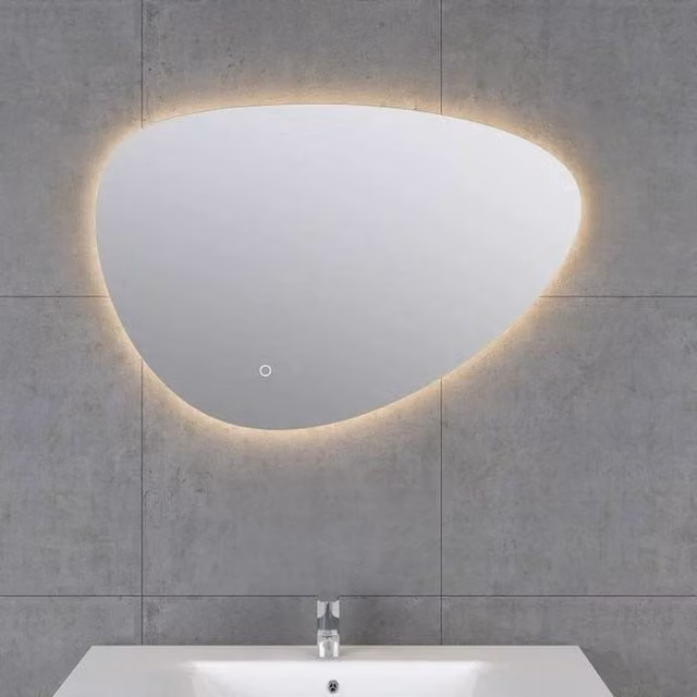 PAWNORA Modern LED Bathroom Mirror with Touch Switch in Silver, W: 100 cm, H: 68.7 cm – 1