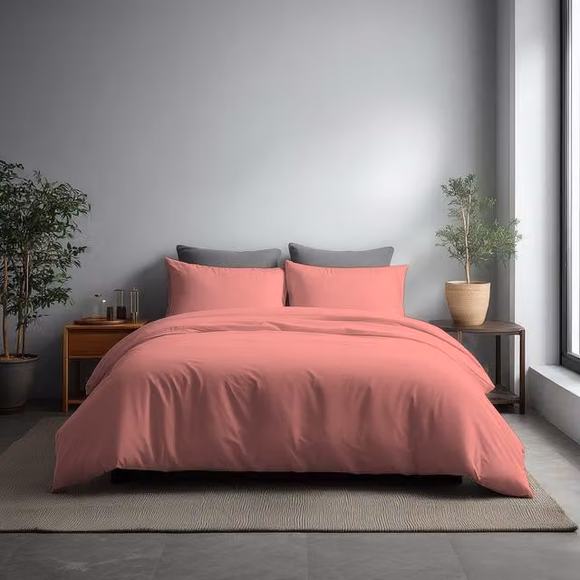 Home Sweet Home UK Pink Microfibre Duvet Cover and Pillowcase Set, Super King, Duvet: 200 x 200 cm, Pillowcase: 48 x 74 cm
