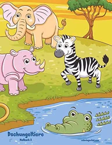 Dschungeltiere-Malbuch 2: Volume 2 Colouring Book by Createspace, Multicolour, W: 27.94 cm, H: 27.94 cm, D: 0.48 cm