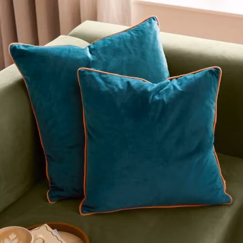 Riva Home Meridian Signature Collection Square Velvet Cushion in Turquoise Blue, 55 x 55 cm – 3