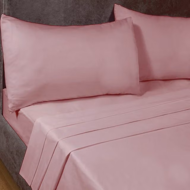 Rapport Home Pink Polycotton Percale 180 Thread Count Fitted Valance