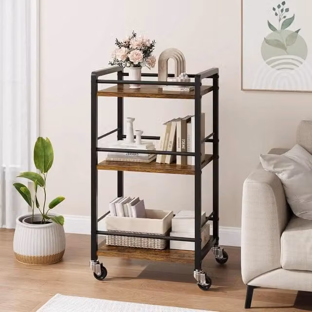 Havendro 3 Tier Rolling Kitchen Storage and Serving Trolley in Black