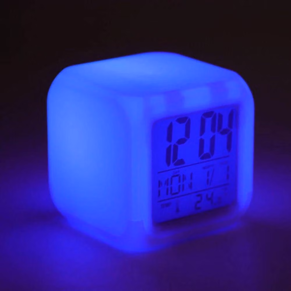NESTLUNE 7 Colour LED Wake Up Alarm Clock Digital Night Light in White – 3