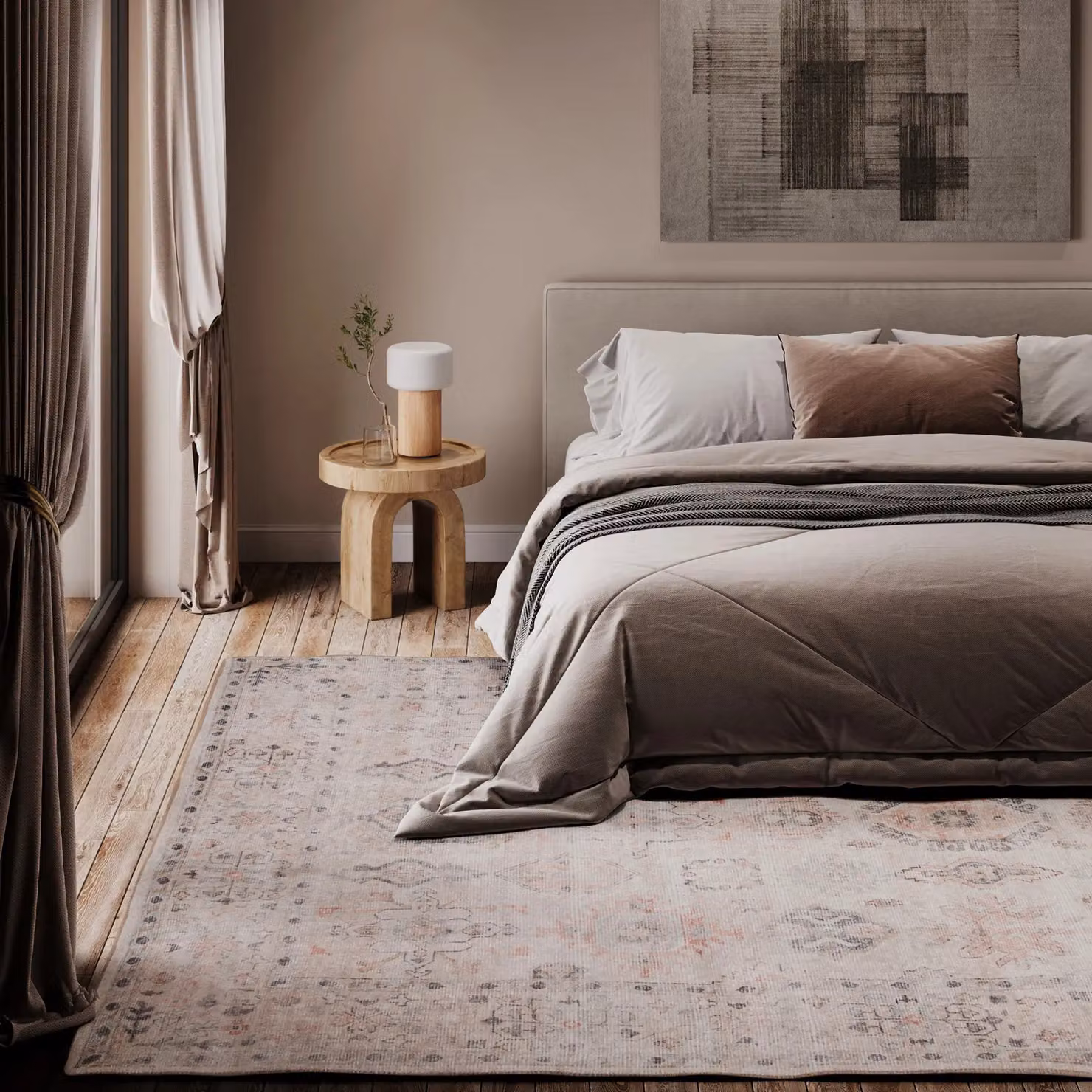 Kukoon Beige Vintage Shabby Chic Living Room Area Rug, Machine Woven, Washable and Stain Resistant, W: 240 cm, D: 330 cm – 2