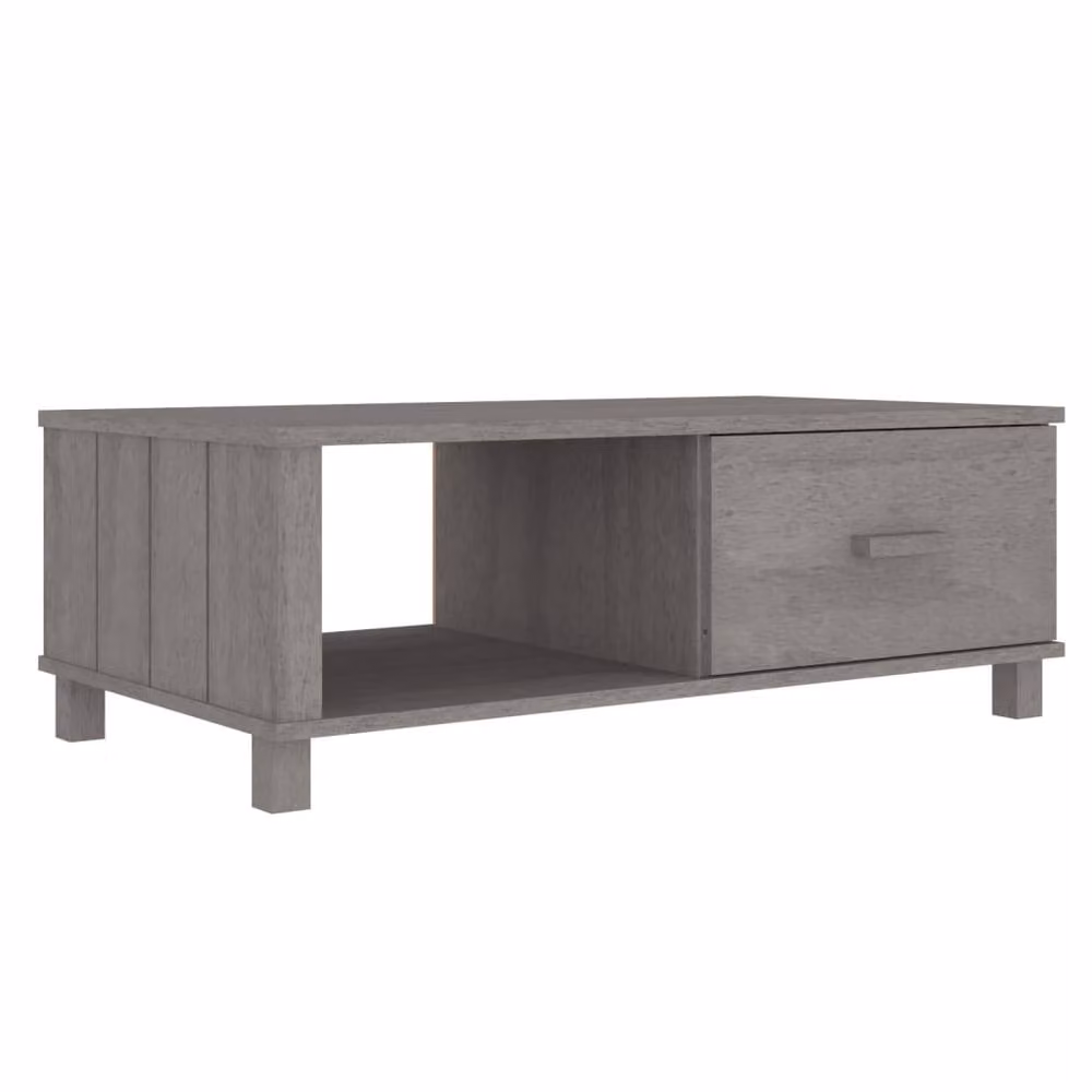 Berkfield Home HAMAR Decorative Coffee Table in Light Grey Solid Pine Wood, W: 100 cm, D: 55 cm, H: 35 cm – 2