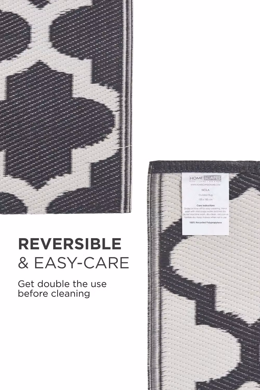 Homescapes Luxury Outdoor Rug Black and White Nola Geometric Reversible W/D: 200 x 75 cm – 5