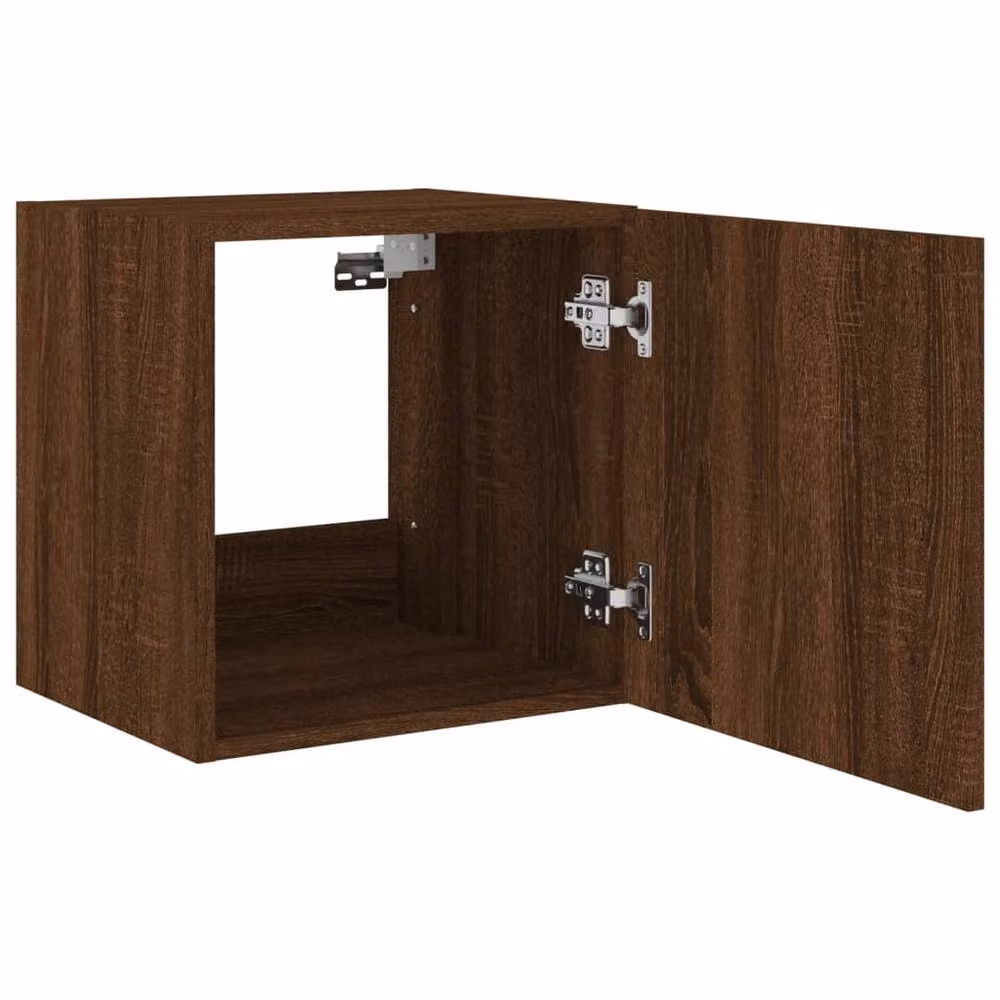 Berkfield Home Modern Wall Mounted TV Cabinets with Integrated LED Lights, Brown Oak, 2 Pack, W/D/H: 40.5 x 35 x 40.5 cm – 6