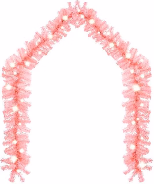 Berkfield Home Cosy Christmas Garland with LED Lights, Pink, 10 m – 1