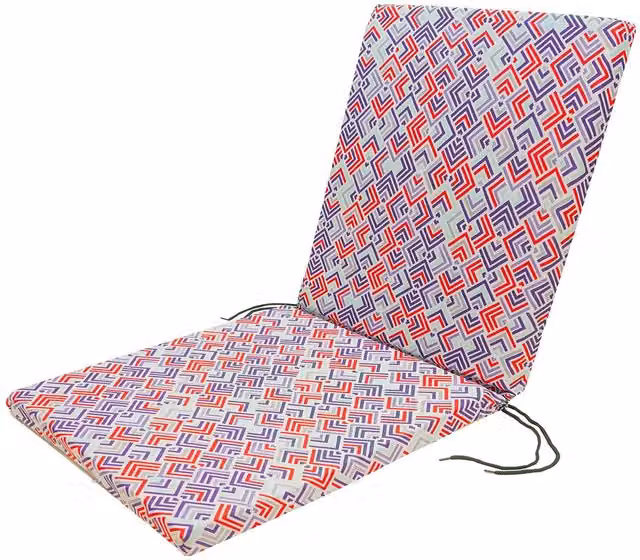 Roseley Water Repellent Low Back Rectangular Chair Pads in Geometric Grey and Red