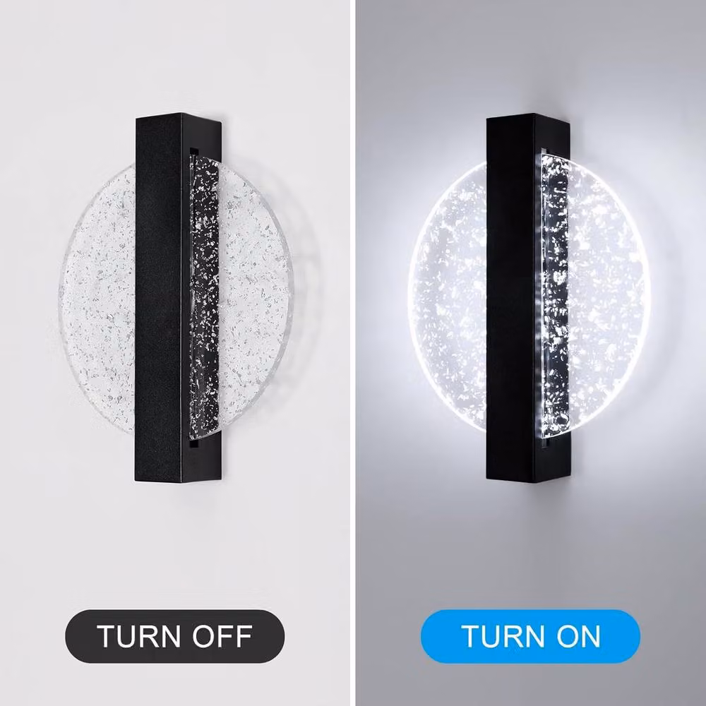Goeco Round LED Indoor Wall Light, Black, 12 W, 6500 K Cool White – 6