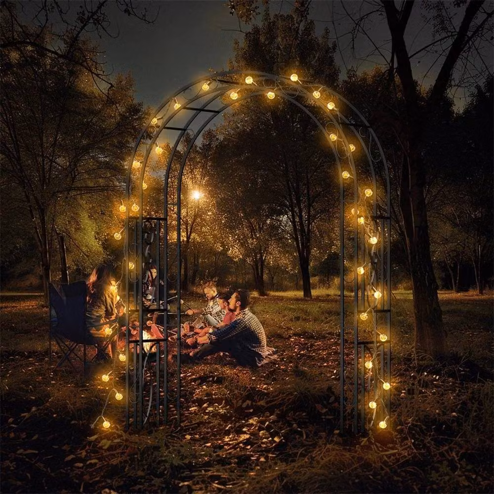 FLAVORA XXL Metal Garden Arch Trellis in Black, H: 215 cm, W: 131 cm, D: 15 cm – 3