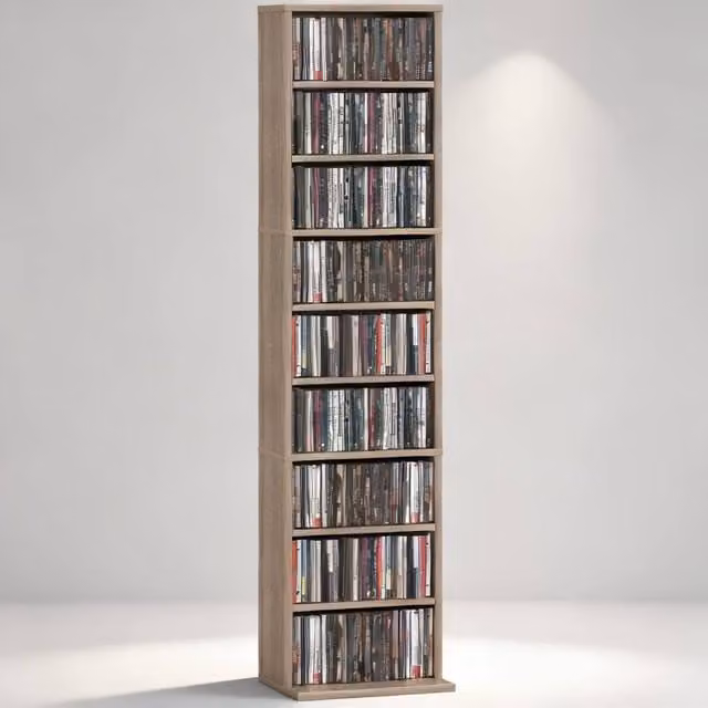 ERGOVEXA 260 Narrow CD Storage Unit in White with Adjustable Shelves and Media Compartments