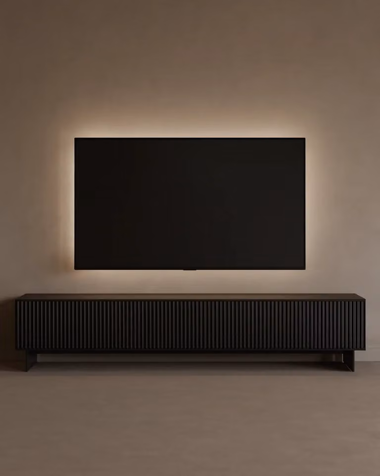 Tommy Franks Costine 240 Modern Black Lacquered Wood TV Unit W: 240 cm, D: 50 cm, H: 45 cm