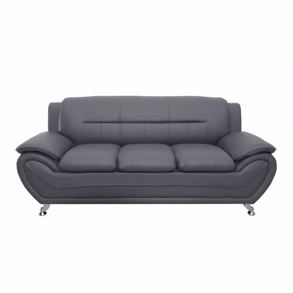 SquareBoxx Saturn 3 + 2 Seater Sofa Set in Grey Synthetic Leather with Scatter Cushions – 3