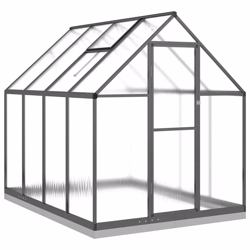 Berkfield Home Aluminium Greenhouse with Base Frame and Polycarbonate Panels, Anthracite, W: 224 cm, D: 169 cm, H: 202 cm – 2