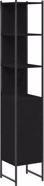 Berkfield Home Black Wall Mounted Bathroom Cabinet with Hinged Doors and Open Shelf, W/D/H: 33 x 33 x 185.5 cm – 1