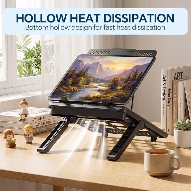 Livingandhome Height-Adjustable Laptop Riser Stand - Black