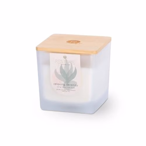 Heart and Home Restore Large Luxury Soy Blend Candle in Relaxing Serenity, White – 1