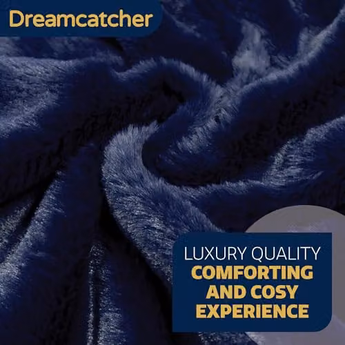 Dreamcatcher Faux Fur Throw Blanket, Blue, W/D: 160 x 130 cm – 2