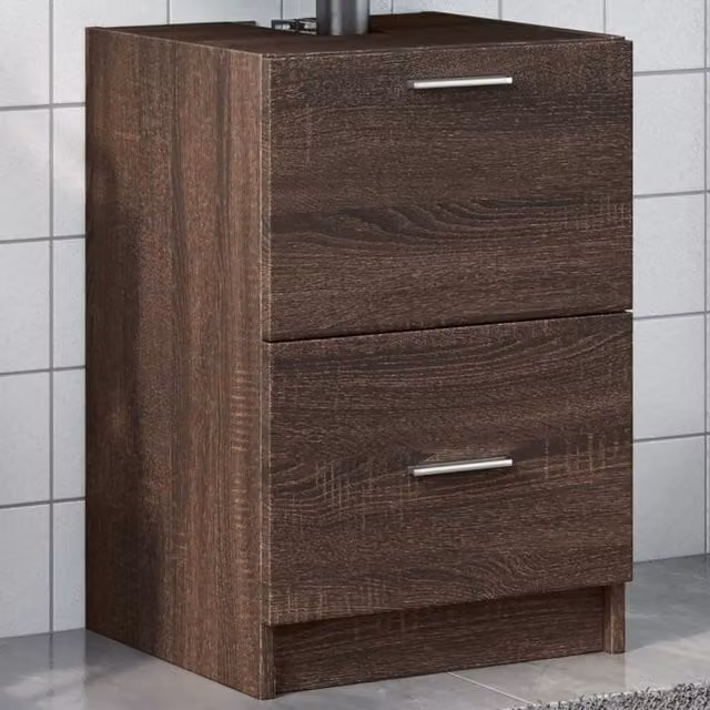 Berkfield Home Brown Oak Wall Mounted Bathroom Sink Cabinet with Doors and Drawers, W: 40 cm, D: 37 cm, H: 59 cm – 1