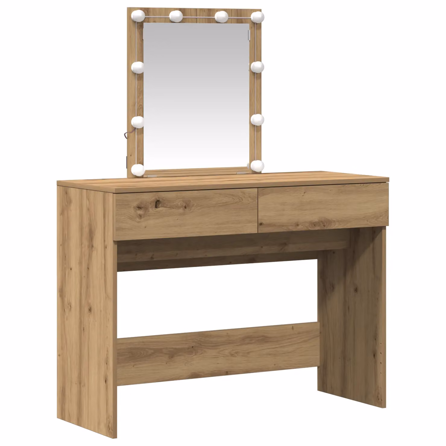 Berkfield Home Modern Dressing Table with LED Mirror in Brown Artisan Oak Engineered Wood – 2