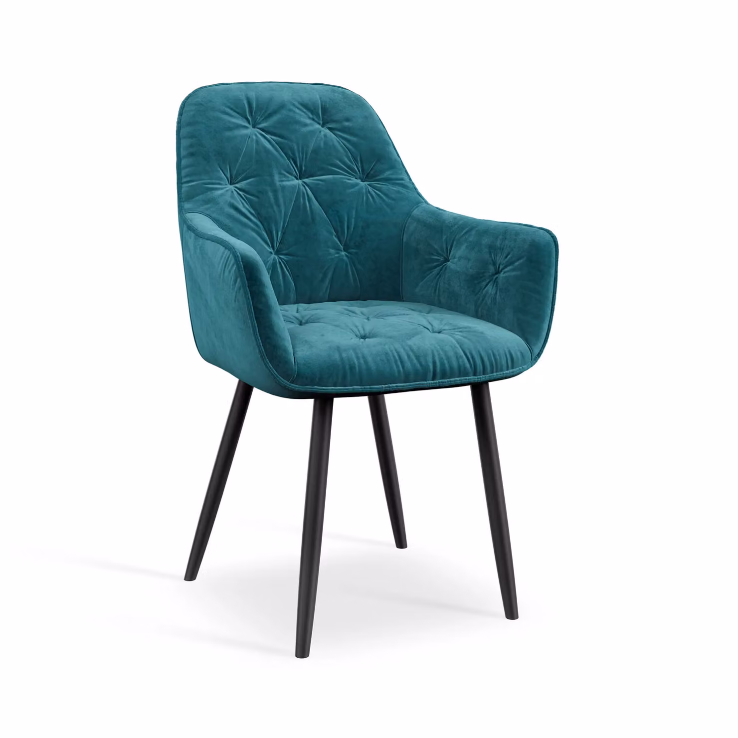 More4Homes Haydon Extending Dining Table with White Marble Effect Top and Black Legs and Anika Blue Velvet Dining Chairs Set of 4 – 2