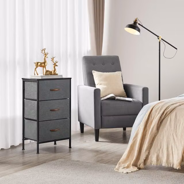 Yaheetech Modern 3-Drawer Fabric Storage Tower in Grey