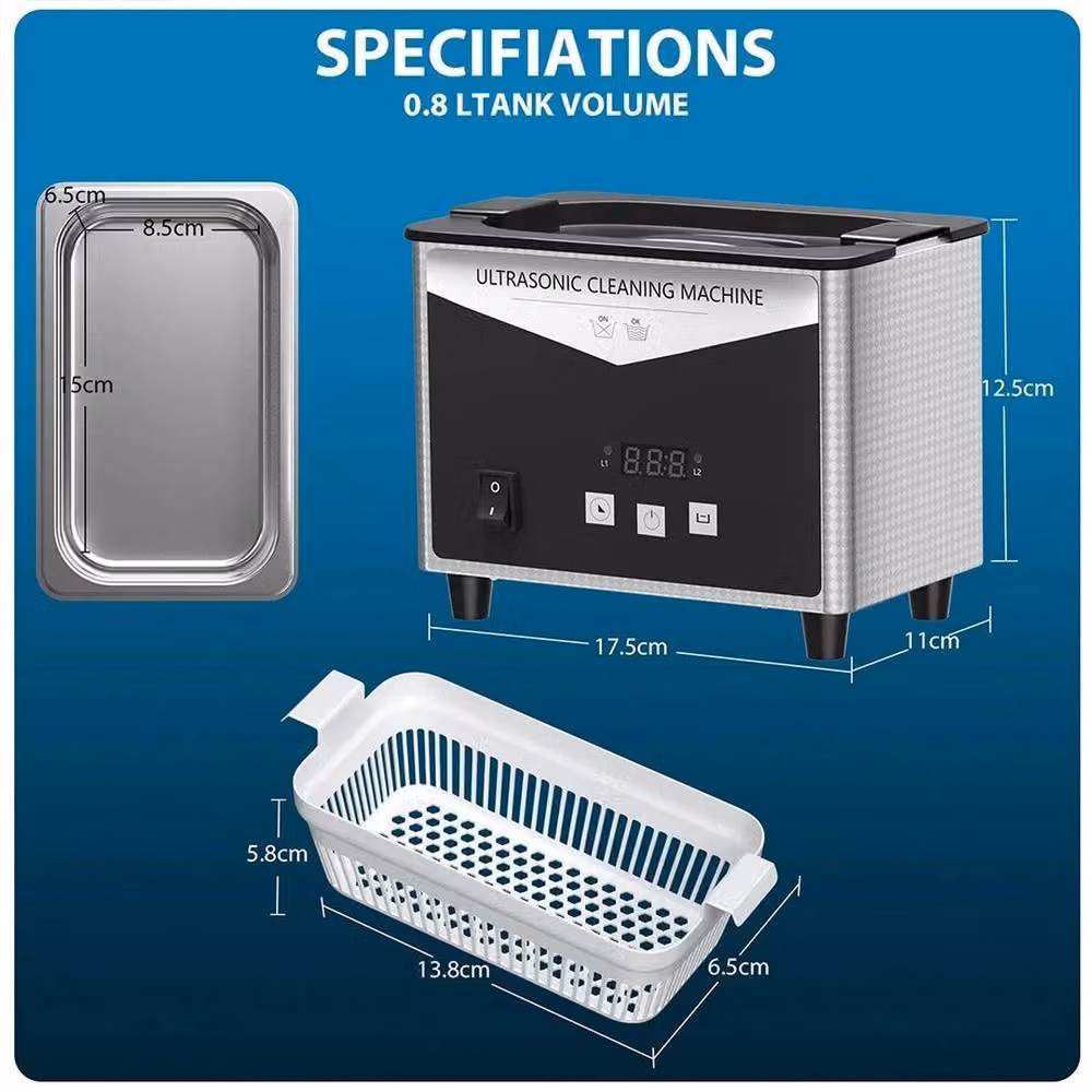 FLAVORA Digital Ultrasonic Cleaner Tank in Silver with 0.8L Capacity – 2