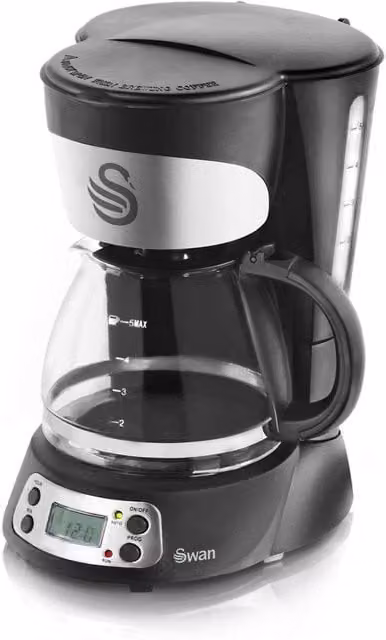 Swan Programmable Coffee Maker with Keep Warm Function, LCD Timer and Auto Shut-off, 0.75 l, 700W, Black