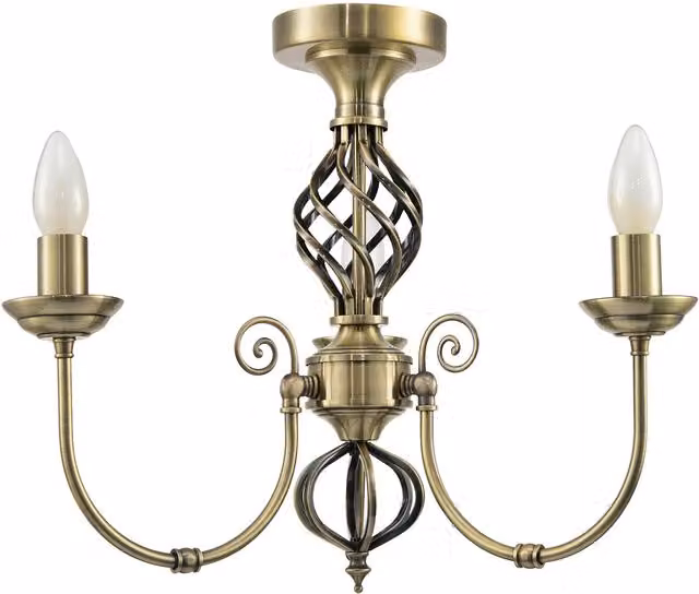 Happy Homewares Traditional Classic Semi Flush Ceiling Chandelier with Twisted Knot in Gold/Brass – 1