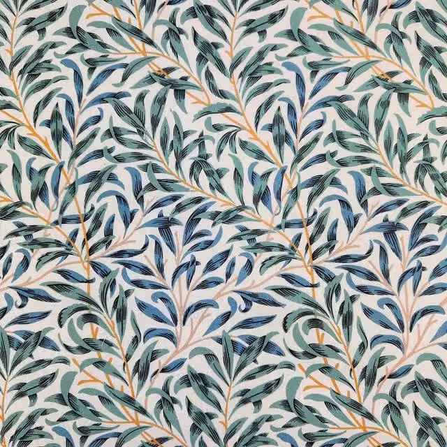 Terrys Willow Bough Floral Cotton Fabric in Seafoam Green