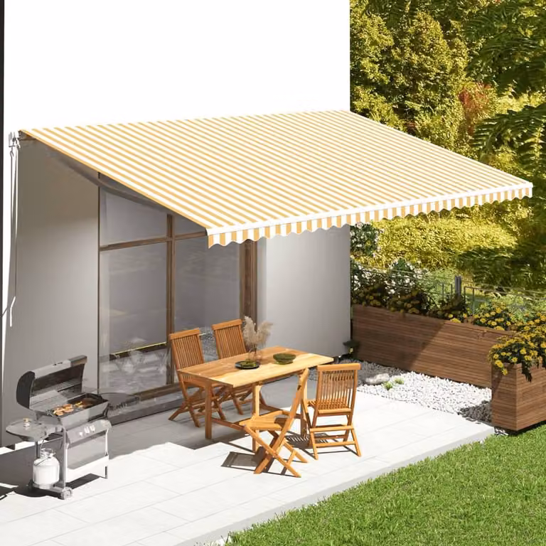 Berkfield Home Replacement Awning Fabric in Yellow and White, Polyester, W: 6 m, D: 3.5 m