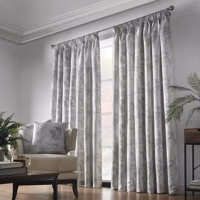 Terrys Fiji Silver Floral Eyelet Curtains in Polyester