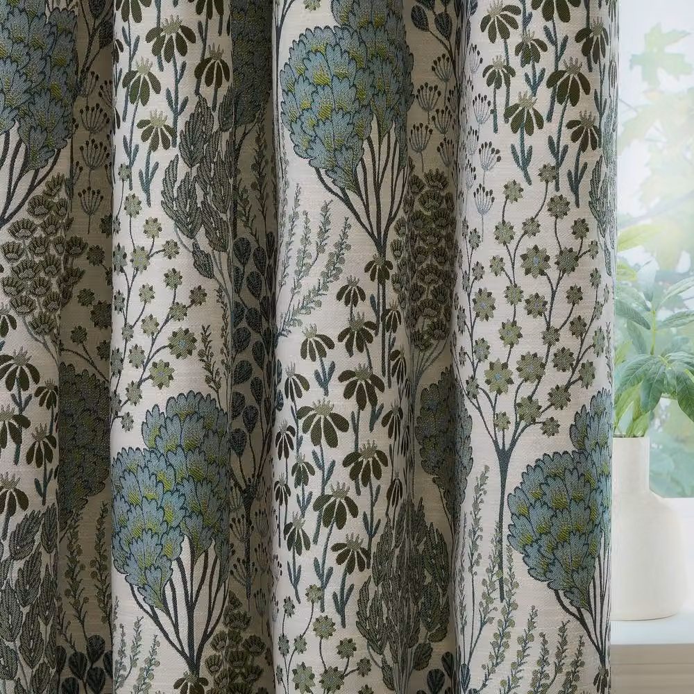 Wylder Ophelia Floral Room Darkening Eyelet Curtain Pair in Green, Width: 168 cm, Drop: 137 cm – 3