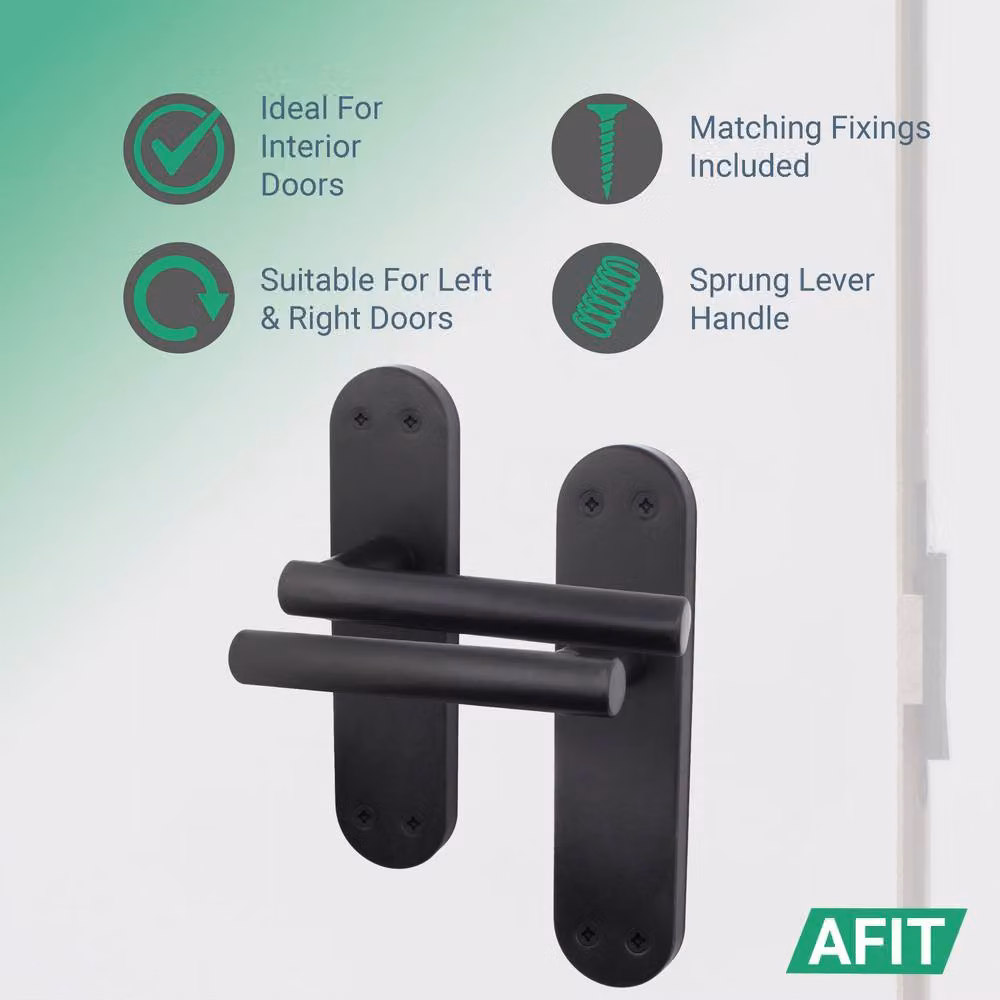 AFIT Matt Black T-Bar Door Handles with Backplate, Internal, 1 Pair, W/D/H: 15 x 15 x 1.5 cm – 3