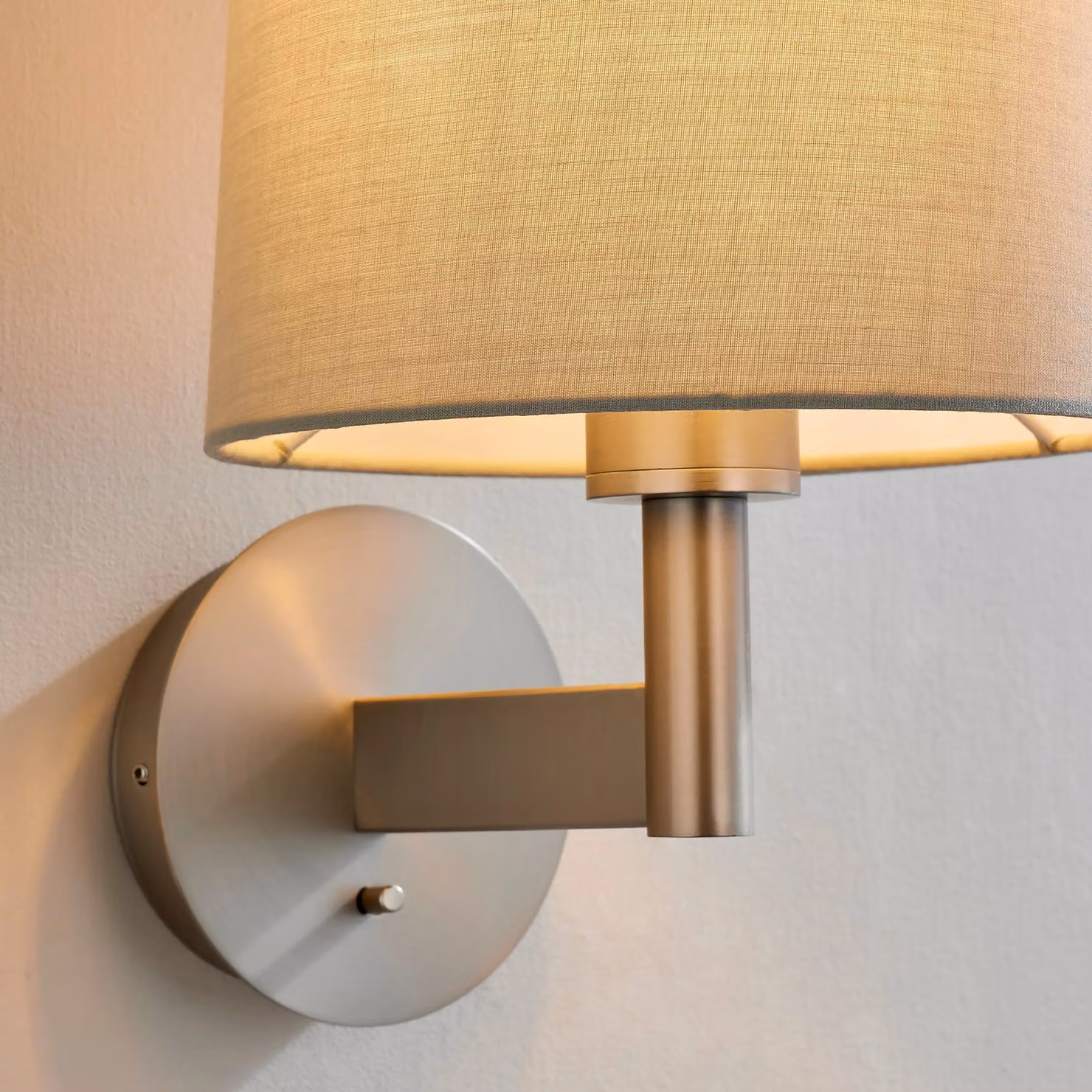 Loops Dimmable Wall Light in Matt Nickel and Taupe Fabric – 2