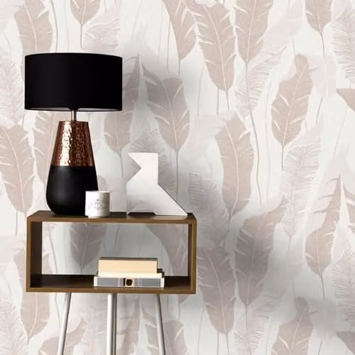 Erismann Tropical Leaves Jungle Non-Woven Wallpaper in White and Cream with Metallic Details – 1