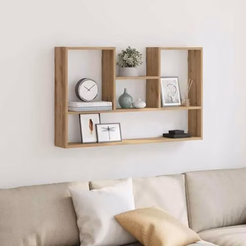 vidaXL Modern Wall Mounted Shelf in Artisan Oak Brown, W/D/H: 99 x 15 x 60 cm – 2