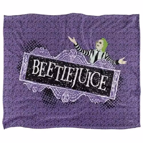 Beetlejuice Logo Silky Touch Super Soft Fleece Throw Blanket, White, W/D/H: 152 x 127 cm – 1
