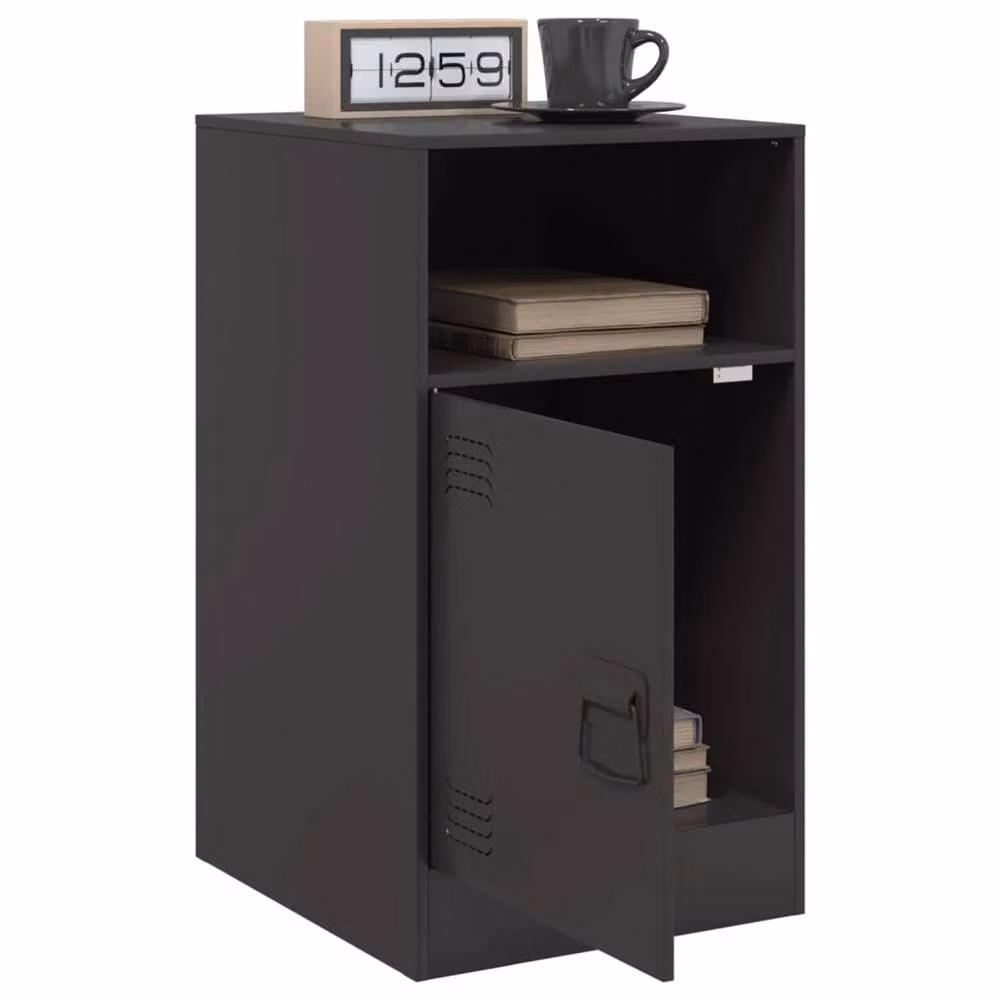 Berkfield Home Set of 2 Stylish Black Metal Bedside Cabinets, W/D/H: 34.5 x 39 x 62 cm – 3