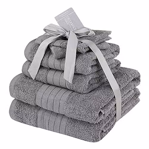 OHS 2 Pack of Grey 100% Cotton Terry Bath Sheets, W/D/H: 150 x 90 x 0 cm – 1