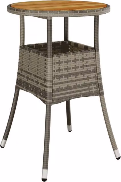 Berkfield Home Grey Acacia Wood and Poly Rattan Garden Table, Diameter: 60 cm, Height: 75 cm
