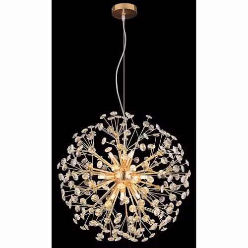Globo Lighting Crystal Sphere Pendant Light in Gold and Transparent with 9 G9 LED Bulbs – 2
