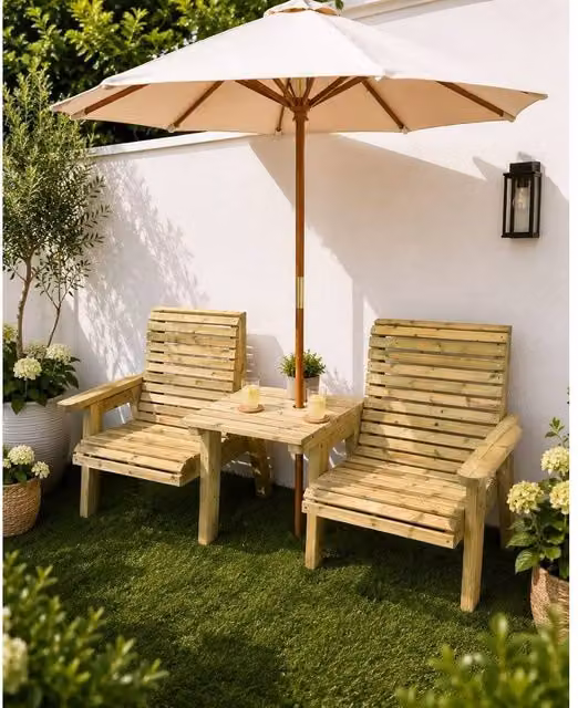 Churnet Valley Garden Furniture Ltd Ergo Grand Companion Set Straight Tray in Natural Wood