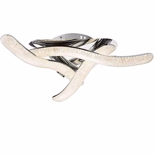 Netlighting Nabro Integrated LED Semi Flush Ceiling Light in Chrome and Grey, W/D/H: 54 x 54 x 13 cm – 1