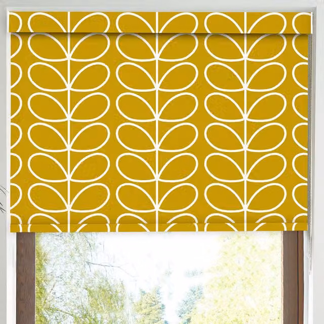 Orla Kiely Jumbo Linear Stem Translucent Made to Measure Roller Blind in Sunflower Yellow