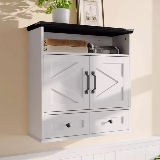 VOGREX Wall Mounted 4-Tier Bathroom Organiser with Adjustable Shelves in White – 1