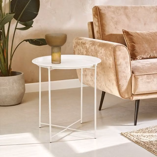 Orsina Modern White Metal Round Side Table W/D/H: 47 x 47 x 51 cm – 1